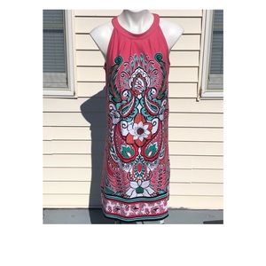 Halter Dress Coral Pink Print Size Medium New York & Co